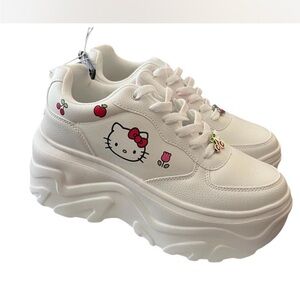 White Hello Kitty Platform Sneakers for Women